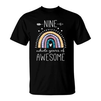 Nine Whole Years Of Awesome 9 Year Old Bday Rainbow T-Shirt | Mazezy UK