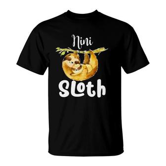 Nini Sloth Matching Family Cute Gift Mother's Day T-Shirt | Mazezy
