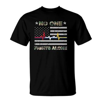 No One Fights Alone Usa Flag Military Police Nurse T-Shirt | Mazezy CA