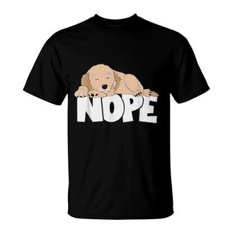 Nope I Sleeping Fluffy Lazy Golden Retriever Dog T-Shirt | Mazezy