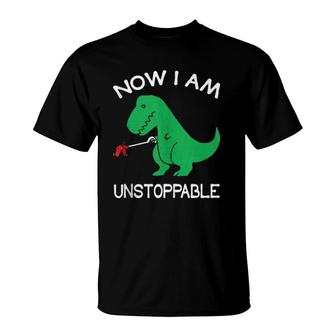 Now I'm Unstoppable - Funnyrex Dinosaur Gift T-Shirt | Mazezy