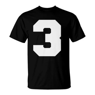 Number 3 Printed On Back T-Shirt | Mazezy