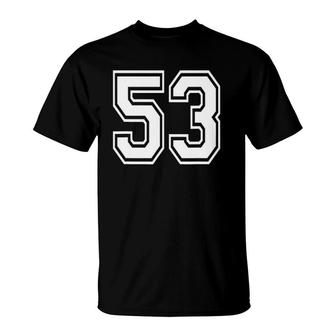 Number 53 Birthday Varsity Sports Team Jersey T-Shirt | Mazezy