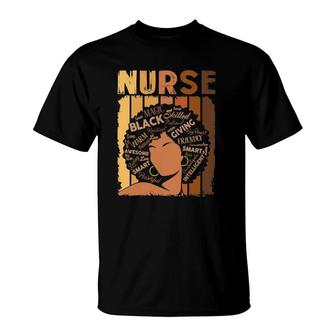 Nurse Black Pride Melanin Afro Queen African American T-Shirt | Mazezy