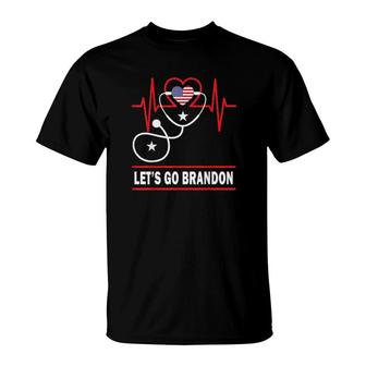 Nurses Let’S Go Brandon Impeach Biden American Flag Tee T-Shirt | Mazezy
