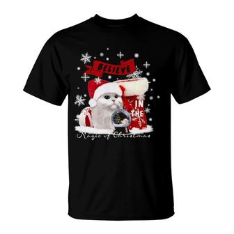 Official Cat Santa Believe In The Magic Of Christmas Funny T-Shirt | Mazezy