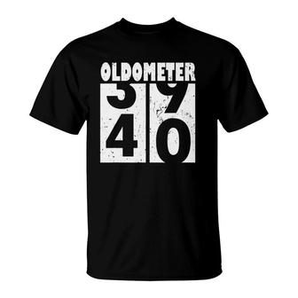 Oldometer 40 Funny 40Th Birthday Gift 39- 40 Years Old T-Shirt | Mazezy