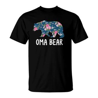 Oma Bear Floral Grandmother T-Shirt | Mazezy