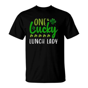 One Lucky Lunch Lady St Patrick's Day Irish Shamrock T-Shirt | Mazezy