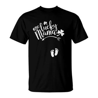 One Lucky Mama Cute St Patrick's Day Pregnancy Announcement T-Shirt | Mazezy UK