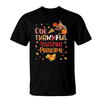 One Thankful Assistant Principal Fall Autumn Thanksgiving Tee T-Shirt | Mazezy