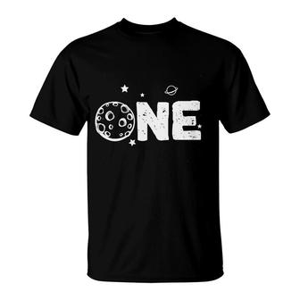 One Year Old 1st Birthday Outer Space Theme Birthday Baby T-Shirt - Seseable