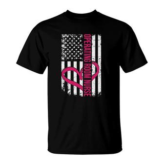 Operating Room Nurse Flag For Women And Men T-Shirt | Mazezy