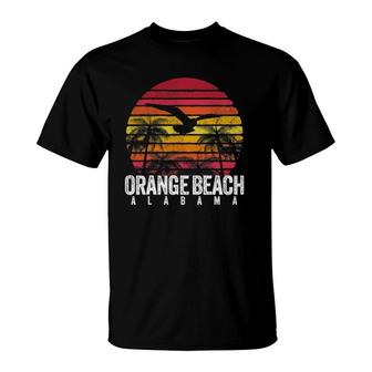 Orange Beach Alabama Al Retro Palm Trees Vintage Surf Gift T-Shirt | Mazezy