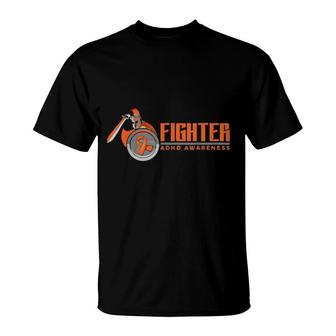 Orange Ribbon Fighter Adhd Awareness T-Shirt | Mazezy