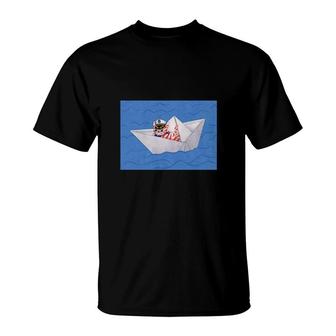 Orange Tabby Cat In Paper Boat Classic T-Shirt | Mazezy