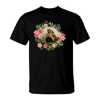 Our Lady Blessed Mother Mary Jesus Lamb Cute Floral Catholic T-Shirt | Mazezy