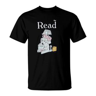 Out Of Print Womens Classic Childrens Book Themed Scoop Read Elephant T-Shirt - Seseable