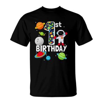 Outer Space 1 Year Old Toddler Bday Party My 1St Birthday T-Shirt | Mazezy UK