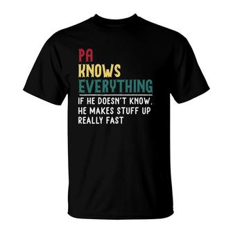 Pa Know Everything Funny Father's Day Gift For Grandfather T-Shirt | Mazezy