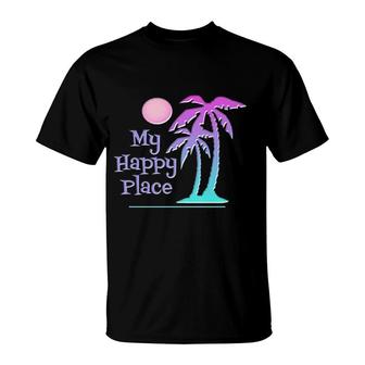 Palm Tree Happy Beach T-Shirt | Mazezy
