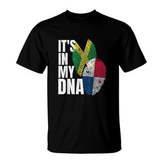 Panamanian And Jamaican Mix Dna Flag T-Shirt | Mazezy