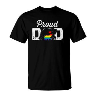 Papa Bear Proud Dad Daddy Rainbow Lgbt Pride Father's Day T-Shirt | Mazezy