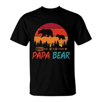 Papa Bear Vintage Sunset T-Shirt | Mazezy