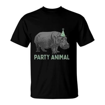 Party Animal Hippo Birthday Hippo Birthday T-Shirt - Seseable