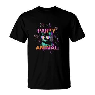 Party Cat Party Animal Colorful Graphic T-shirt - Thegiftio UK