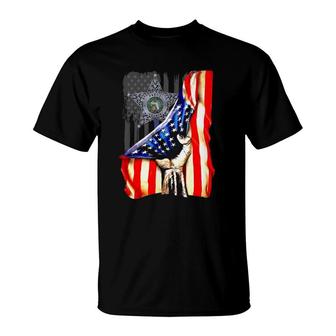 Pasco County Sheriff Badge With American Flag T-Shirt | Mazezy