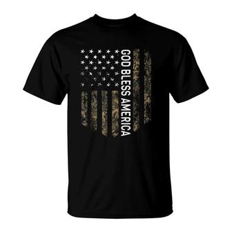 Patriotic American Flag Camo God Bless America Usa Patriot T-Shirt | Mazezy