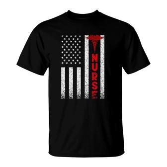 Patriotic American Usa Flag Registered Nurse T-Shirt | Mazezy