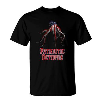 Patriotic Octopus American Flag Vintage T-Shirt | Mazezy