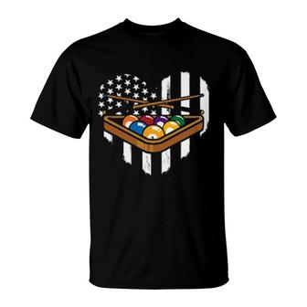 Patriotic Us Flag American Billiard Pool Billiards Snooker T-Shirt | Mazezy