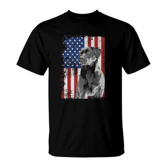 Patriotic Usa Flag Black Labrador Gift For Lab Owners T-Shirt | Mazezy UK