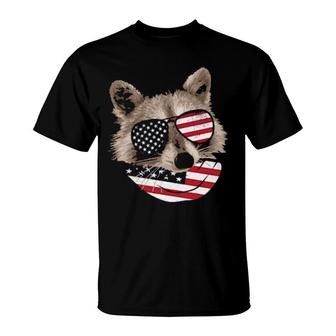 Patriotic Usa Flag Raccoon 4Th Of July Trash Panda T-Shirt | Mazezy