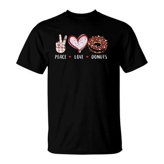 Peace Love Donuts Chocolate Doughnut Men Women Kids Boy Girl T-Shirt | Mazezy
