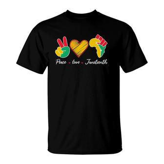 Peace Love Juneteenth Pride Black Girl Black Queen & King T-Shirt | Mazezy