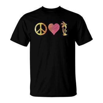 Peace Love Palm Trees - Cute For Beach Lovers T-Shirt | Mazezy