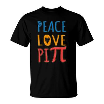 Peace Love Pi Happy Pi Day Math Teacher Men Women Kids T-Shirt - Seseable