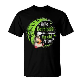 Penguin Hello Darkness My Old Friend Halloween T-Shirt | Mazezy