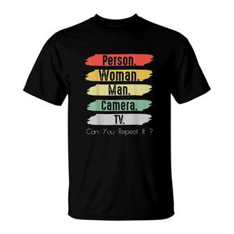 Person Woman Man Camera TV Vintage Funny Political Color T-Shirt - Seseable