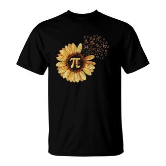 Pi Apparel Pi Day Sunflower Attire Math Funny Gift T-Shirt | Mazezy
