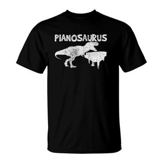 Piano Music Teacher Student School Pianosaurus Vintage T-Shirt | Mazezy