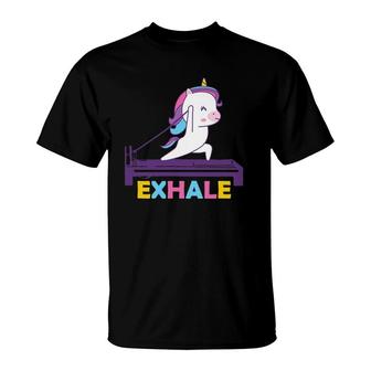 Pilates Training Workout - Sport Club Exhale Unicorn T-Shirt | Mazezy