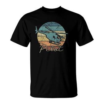 Pilot Helicopter Vintage Dad Father T-Shirt | Mazezy AU