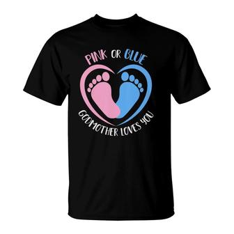 Pink Or Blue Godmother Loves You Gender Reveal T-Shirt | Mazezy DE