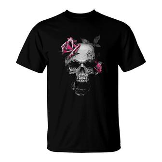 Pink Rose Skull T-Shirt | Mazezy