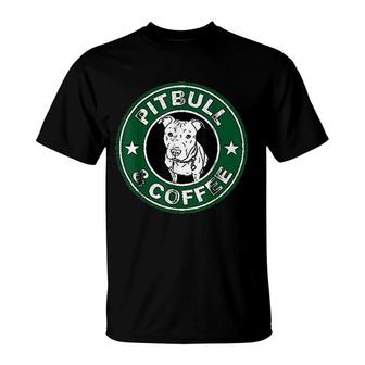 Pitbull And Coffee Cute T-Shirt | Mazezy